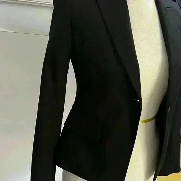 Theory Brince B Blazer Jacket size 2 Black Stretch Canvas NWT - Picture 3 of 10